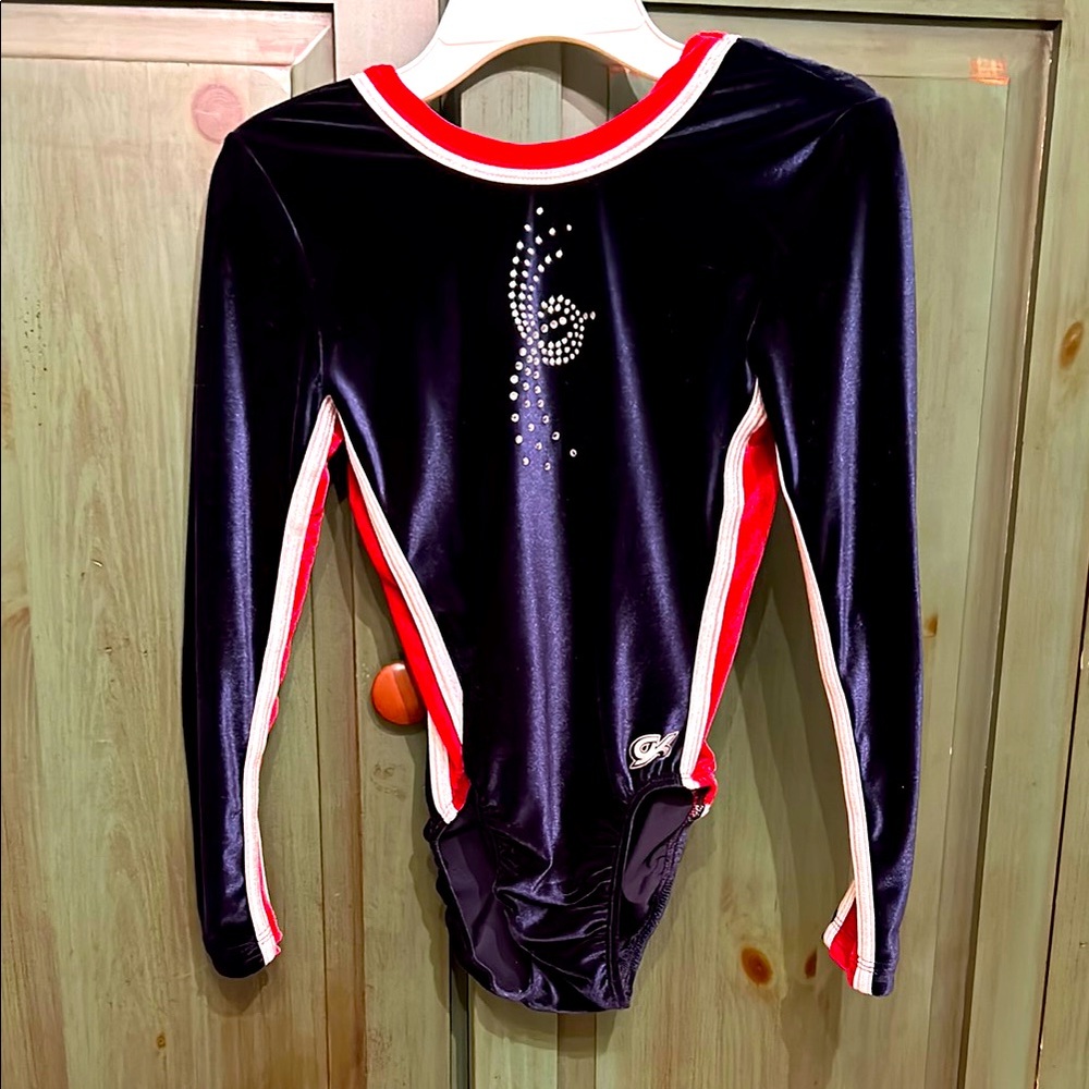 Girls GK Gymnastics Velour Rhinestone Leotard-small